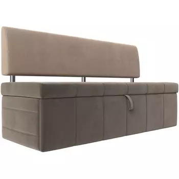 Кухонный прямой диван Стоун (основа велюр коричневый, компаньон велюр бежевый) Лига Диванов 115968