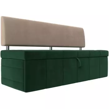 Кухонный прямой диван Стоун (основа велюр зеленый, компаньон велюр бежевый) Лига Диванов 115967