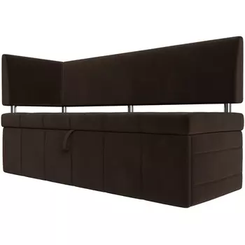 Кухонный прямой диван Стоун с углом левый (микровельвет коричневый) Лига Диванов 115940L