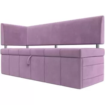 Кухонный прямой диван Стоун с углом левый (микровельвет сиреневый) Лига Диванов 115944L