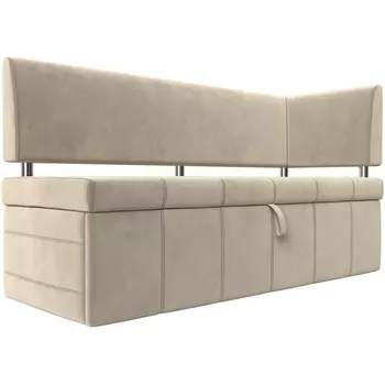 Кухонный прямой диван Стоун с углом правый (микровельвет бежевый) Лига Диванов 115933