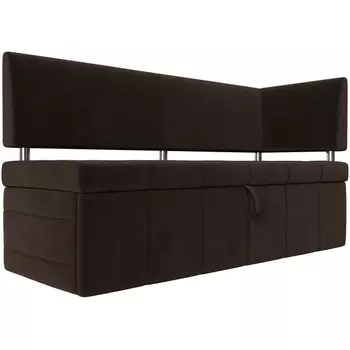 Кухонный прямой диван Стоун с углом правый (микровельвет коричневый) Лига Диванов 115940