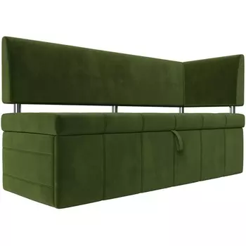 Кухонный прямой диван Стоун с углом правый (микровельвет зеленый) Лига Диванов 115937