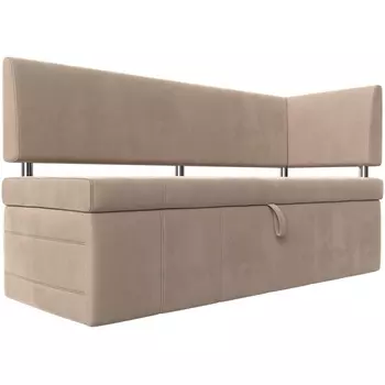 Кухонный прямой диван Стоун с углом правый (велюр бежевый) Лига Диванов 107265