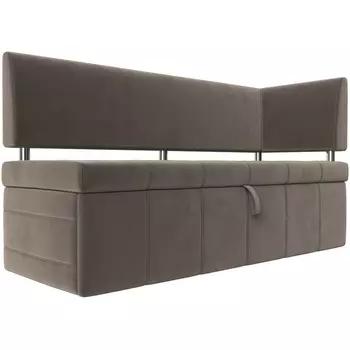 Кухонный прямой диван Стоун с углом правый (велюр коричневый) Лига Диванов 107269