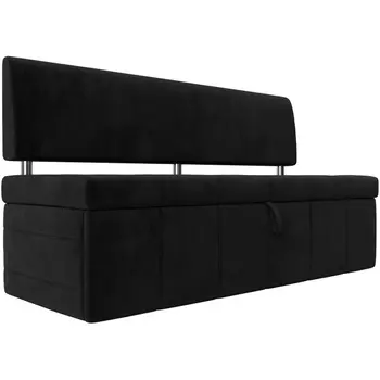 Кухонный прямой диван Стоун (велюр черный) Лига Диванов 107243