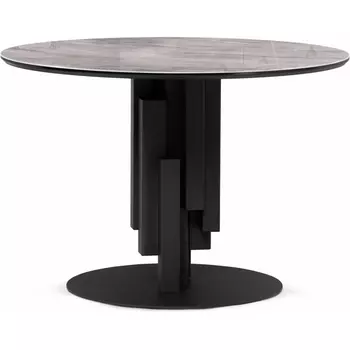 Кухонный стол Notta Калипсо 110х75 серый мрамор / черный (Стекло) арт.606361