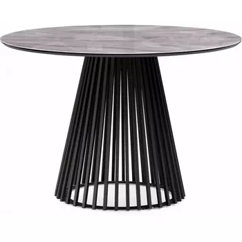 Кухонный стол Notta Нэнси 110х110х75 серый мрамор / черный (Стекло) арт.612163