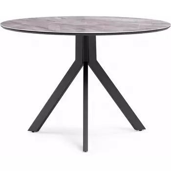 Кухонный стол Notta Том 110х110х75 серый / черный (Стекло/Серый) арт.612875