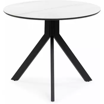 Кухонный стол Notta Том 90х90х75 белый мрамор snow white / черный (Керамика) арт.612159