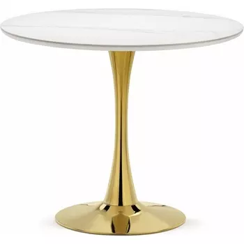 Кухонный стол Notta Тулип 90х73 белый мрамор / золото (Керамика) арт.600711