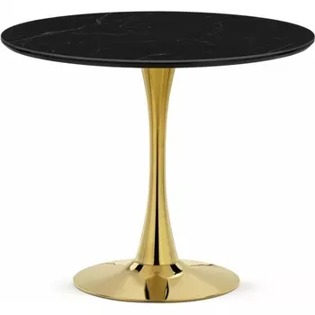 Кухонный стол Notta Тулип 90х73 черный мрамор / золото (Керамика) арт.600710
