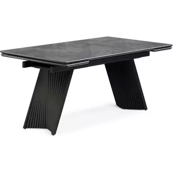 Кухонный стол Notta Вейв 160(220)х89х75 серый мрамор baolai / черный (Керамика) арт.612881