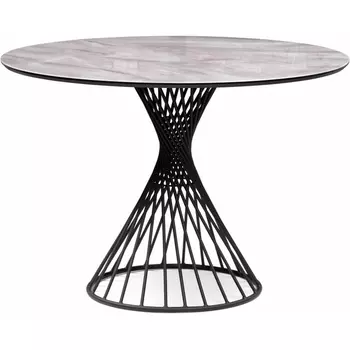 Кухонный стол Notta Вивиен 110х110х75 серый мрамор / черный (Стекло) арт.612166