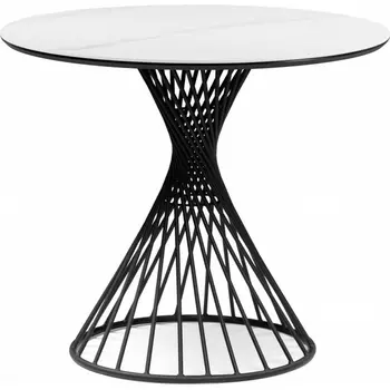 Кухонный стол Notta Вивиен 90x90x75 белый мрамор snow white / черный (Керамика) арт.612878