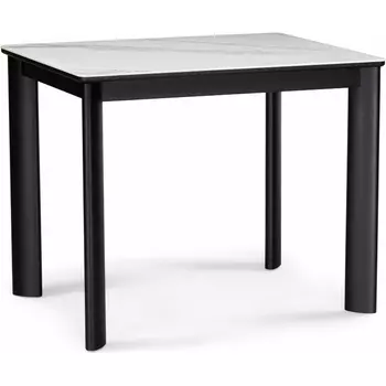 Кухонный стол Woodville Кина 90(130)х65х76 alpine white / черный (МДФ) арт.588064