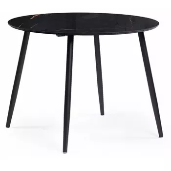 Кухонный стол Woodville Кловис 100(140)х100х76 обсидиан / черный (Стекло) арт.600719