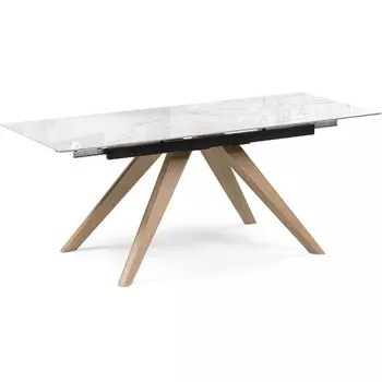 Кухонный стол Woodville Морсби 140(200)х80х80 statuario cara / дуб монтана (Керамика) арт.588047