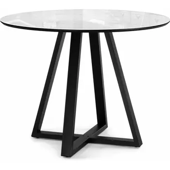 Кухонный стол Woodville Норфолк 100 белый мрамор / черный (Стекло) арт.588040