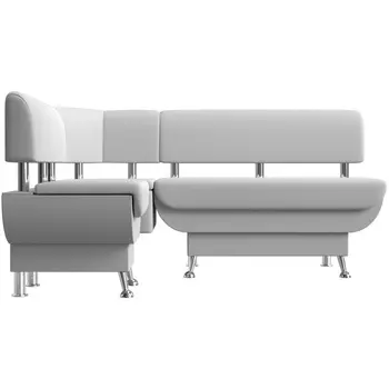 Кухонный угловой диван Альфа левый (экокожа белая) Лига Диванов 116734L