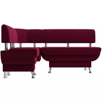 Кухонный угловой диван Альфа левый (микровельвет бордовый) Лига Диванов 116700L