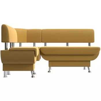 Кухонный угловой диван Альфа левый (микровельвет желтый) Лига Диванов 116702L