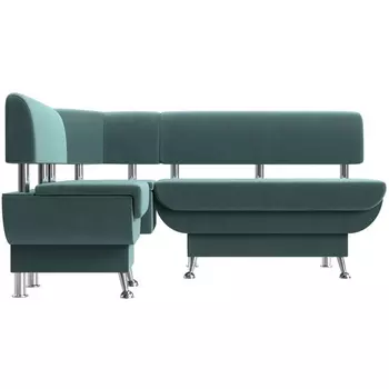 Кухонный угловой диван Альфа левый (велюр бирюзовый) Лига Диванов 116692L