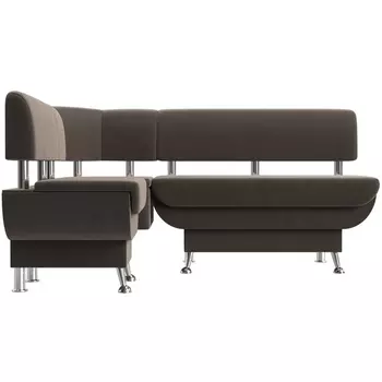 Кухонный угловой диван Альфа левый (велюр коричневый) Лига Диванов 116695L