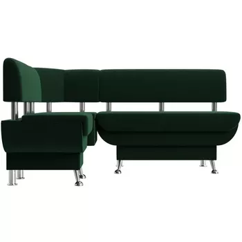 Кухонный угловой диван Альфа левый (велюр зеленый) Лига Диванов 116694L
