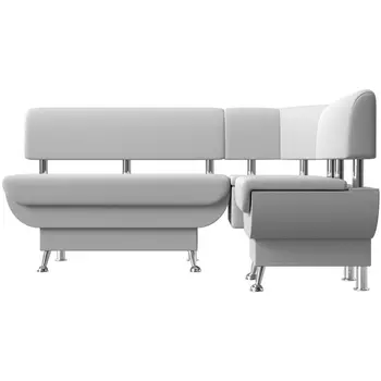 Кухонный угловой диван Альфа правый (экокожа белая) Лига Диванов 116734