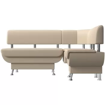 Кухонный угловой диван Альфа правый (экокожа бежевая) Лига Диванов 116733