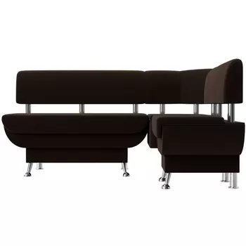 Кухонный угловой диван Альфа правый (микровельвет коричневый) Лига Диванов 116707