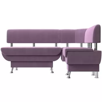 Кухонный угловой диван Альфа правый (микровельвет сиреневый) Лига Диванов 116711