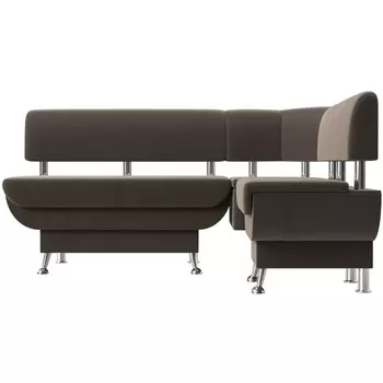 Кухонный угловой диван Альфа правый (велюр коричневый) Лига Диванов 116695