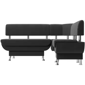 Кухонный угловой диван Альфа правый (велюр серый) Лига Диванов 116696