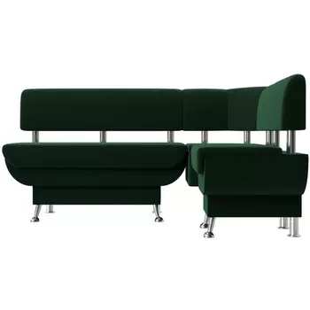 Кухонный угловой диван Альфа правый (велюр зеленый) Лига Диванов 116694