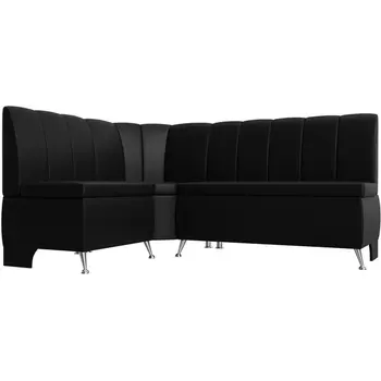 Кухонный угловой диван Кантри левый (экокожа черная) Лига Диванов 29454L