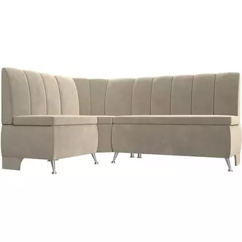 Кухонный угловой диван Кантри левый (микровельвет бежевый) Лига Диванов 29446L