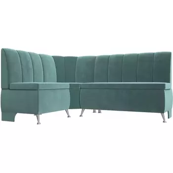 Кухонный угловой диван Кантри левый (Велюр бирюзовый) Лига Диванов 106841L