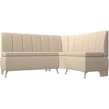 Кухонный угловой диван Кантри правый (экокожа бежевая) Лига Диванов 29451