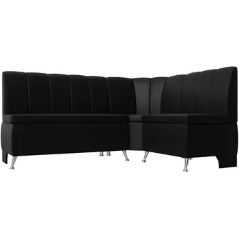 Кухонный угловой диван Кантри правый (экокожа черная) Лига Диванов 29454