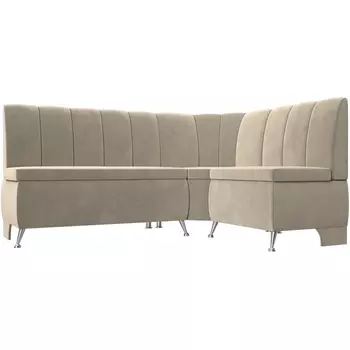 Кухонный угловой диван Кантри правый (микровельвет бежевый) Лига Диванов 29446