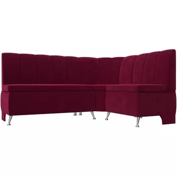 Кухонный угловой диван Кантри правый (микровельвет бордовый) Лига Диванов 113370