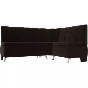 Кухонный угловой диван Кантри правый (микровельвет коричневый) Лига Диванов 29448