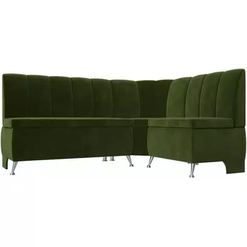 Кухонный угловой диван Кантри правый (микровельвет зеленый) Лига Диванов 29447