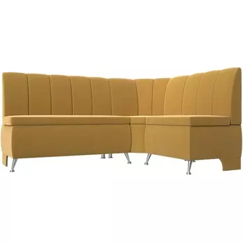 Кухонный угловой диван Кантри правый (микровельвет желтый) Лига Диванов 113371