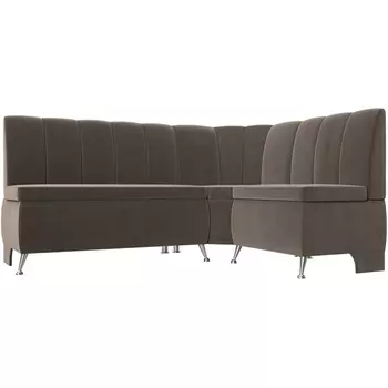 Кухонный угловой диван Кантри правый (велюр коричневый) Лига Диванов 106840