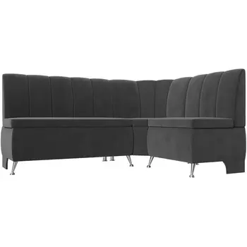 Кухонный угловой диван Кантри правый (велюр серый) Лига Диванов 106844