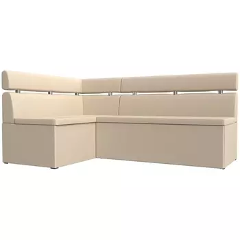 Кухонный угловой диван Классик левый угол (Экокожа/Бежевый) Лига Диванов 117999L