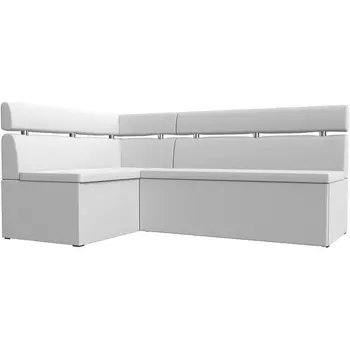 Кухонный угловой диван Классик левый угол (Экокожа/Белый) Лига Диванов 118000L